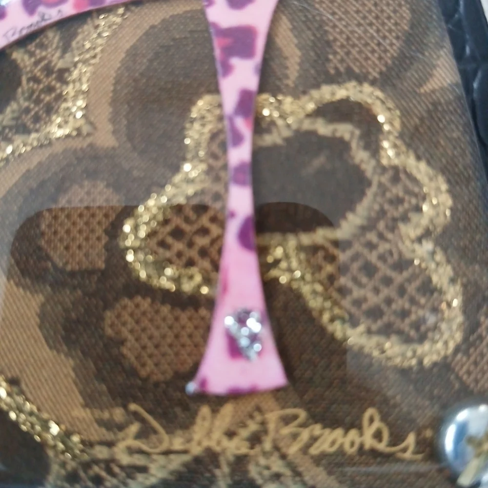 Debbie Brooks Black Silver Gem Clasp Handbag Cheetah Shoe Floral Crystals. FL - Picture 3 of 12